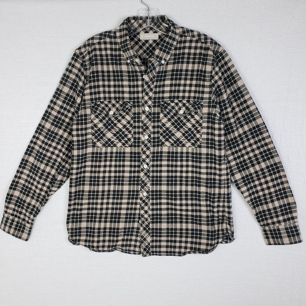 EVERLANE Flannel Plaid Camp Shirt Button-Down Cotton size L